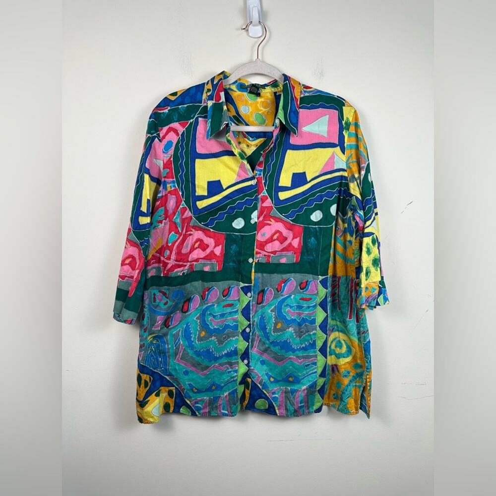 Lauren Ralph Lauren Multicolor Abstract Print Button-Up Blouse